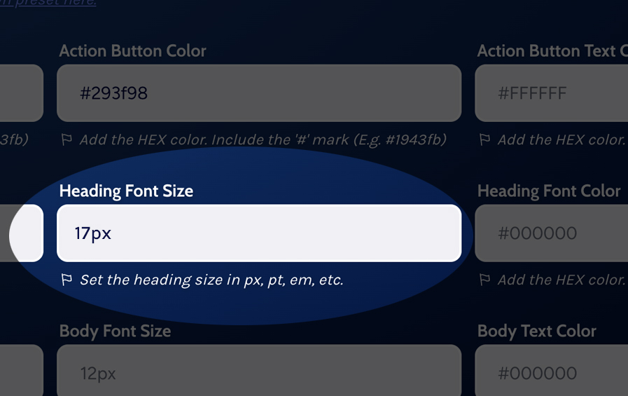 Entering custom font sizes for your Toast