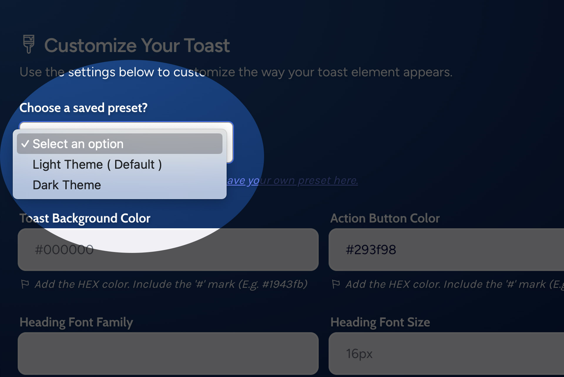 How to select a preset for customizing your trigger